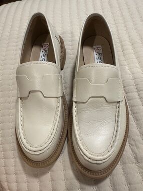 Blondo Cream Leather Penny Loafers - Women's Slip-On Flats